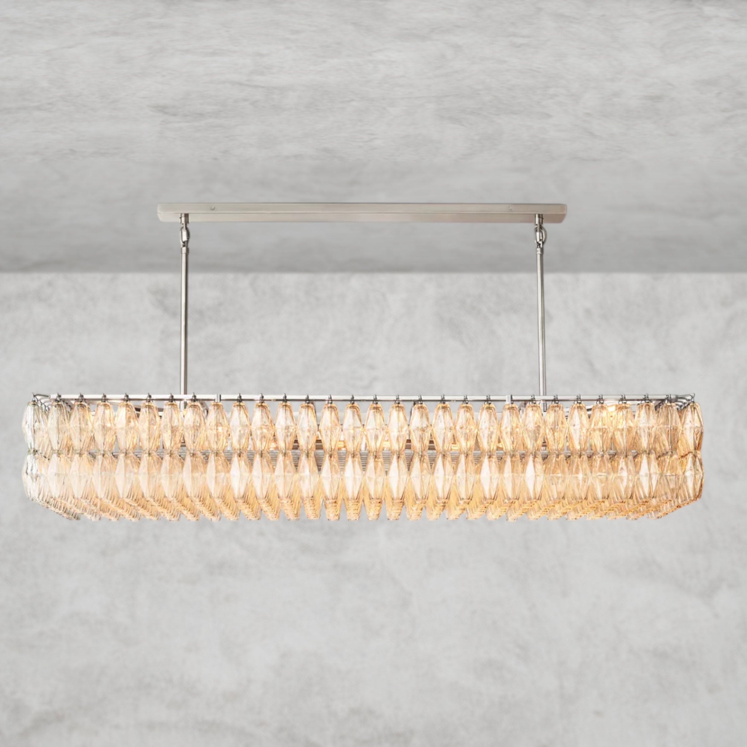 CHIARA CLEAR/ SMOKE GLASS RECTANGULAR CHANDELIER 54", 74"